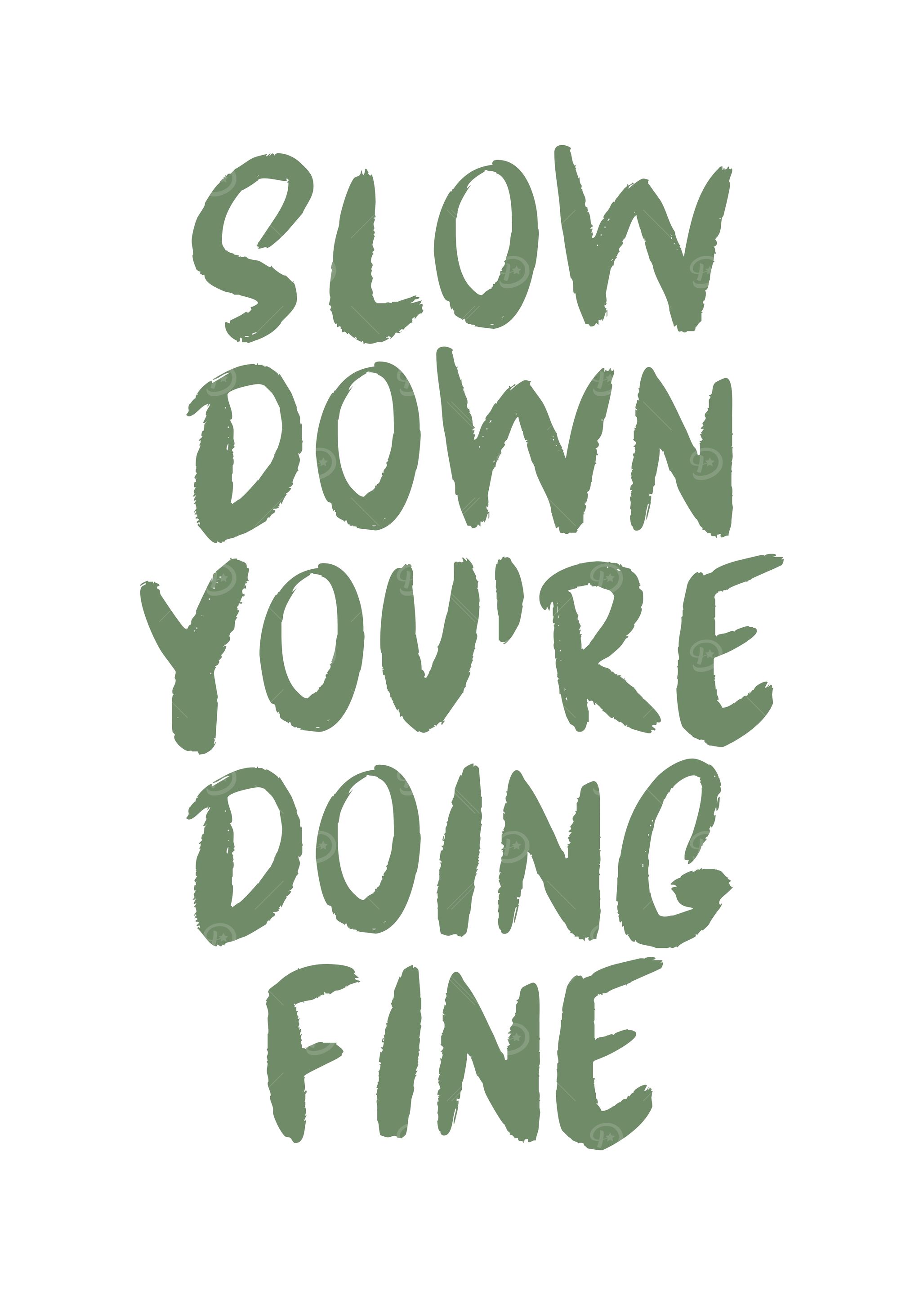 Slow Down You're Doing Fine