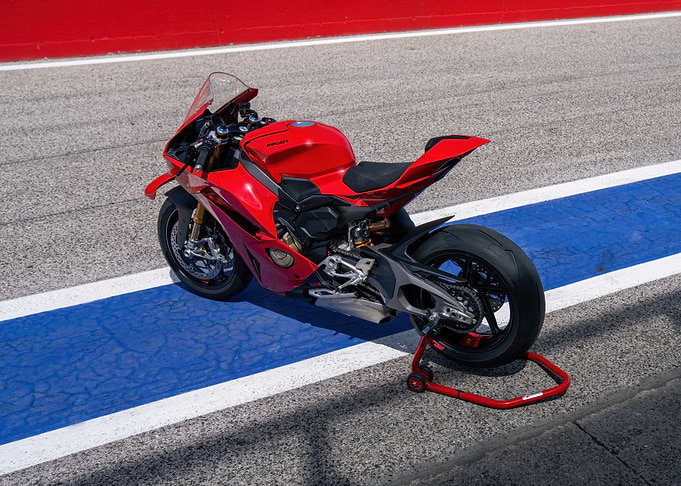 Red Ducati Motorcycle on Track