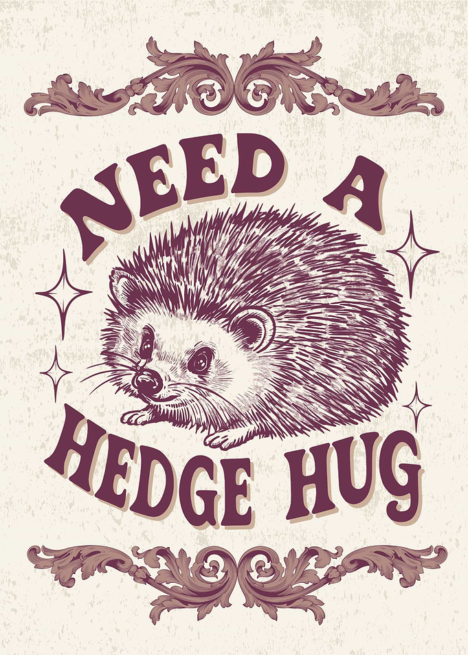 Vintage Hedgehog Illustration Animal Pun