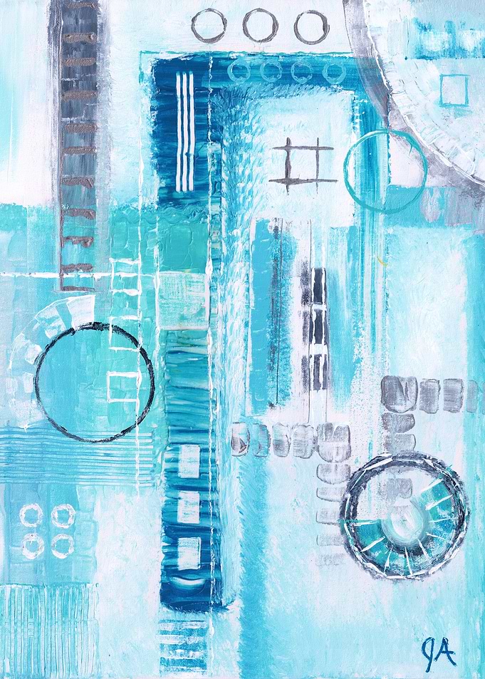 Abstract Blue and Grey Painting - Ice Factory