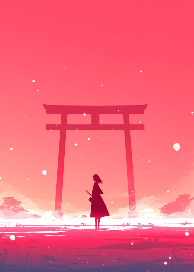 Silhouette at Torii Gate