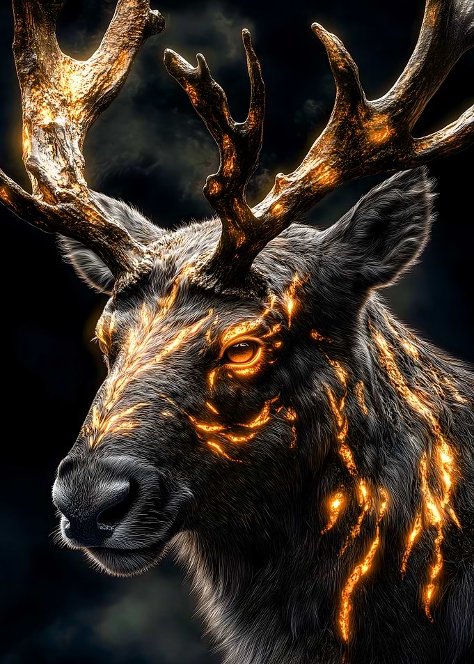Golden Antlered Deer Animal