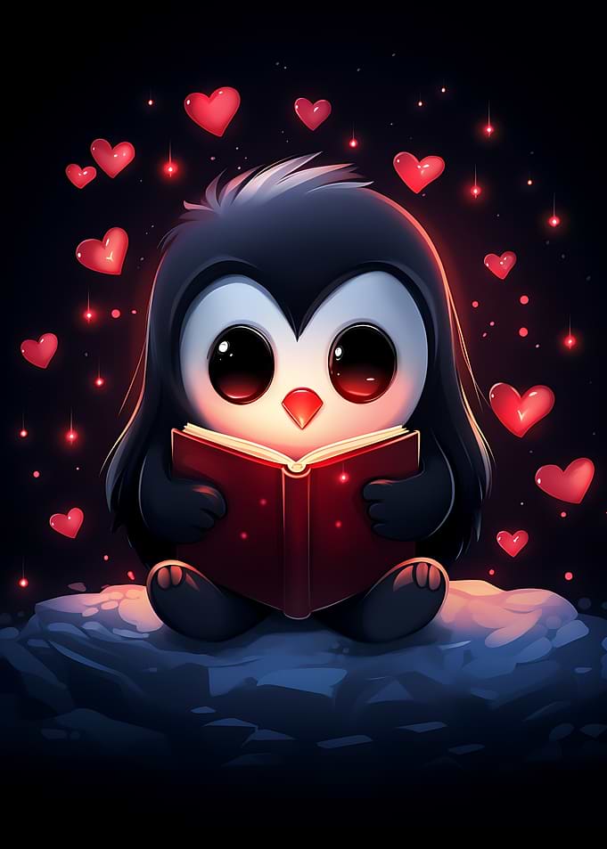 Cute Penguin Reading