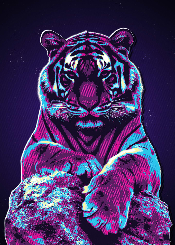 tiger retro art