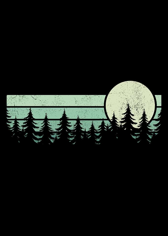 vintage retro forest pine trees wildlife nature lovers outdoor distress cool design cute graphic