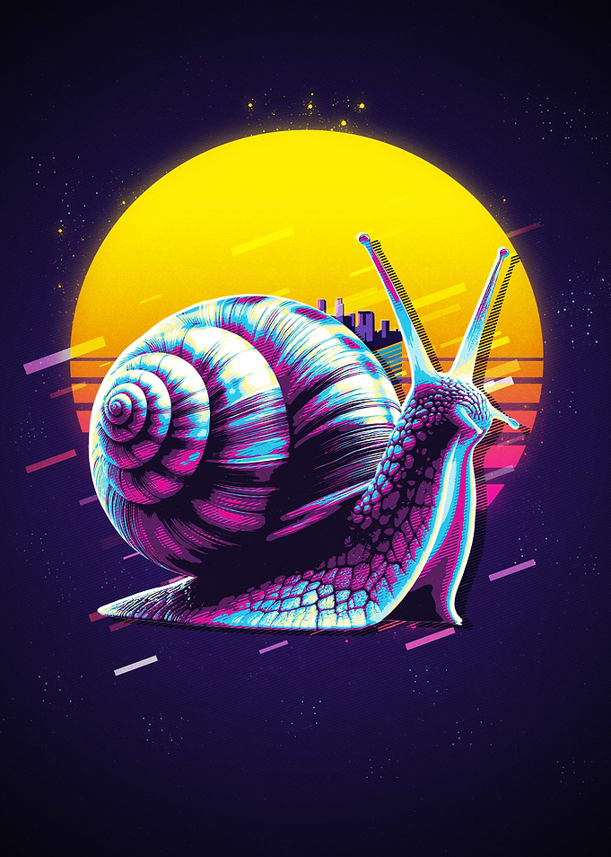 Snail Retro Art