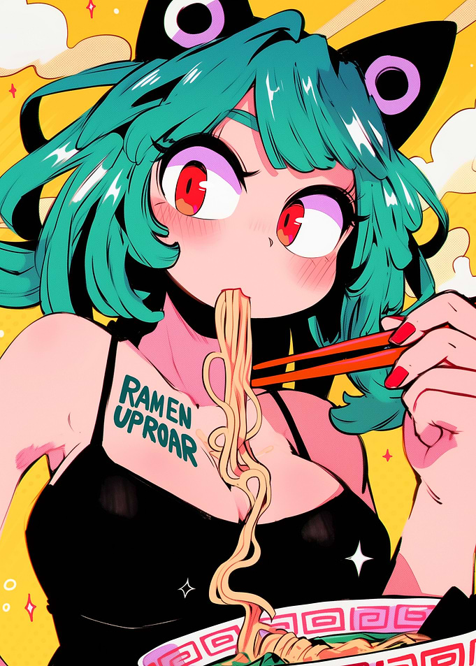 Anime Girl Eating Ramen