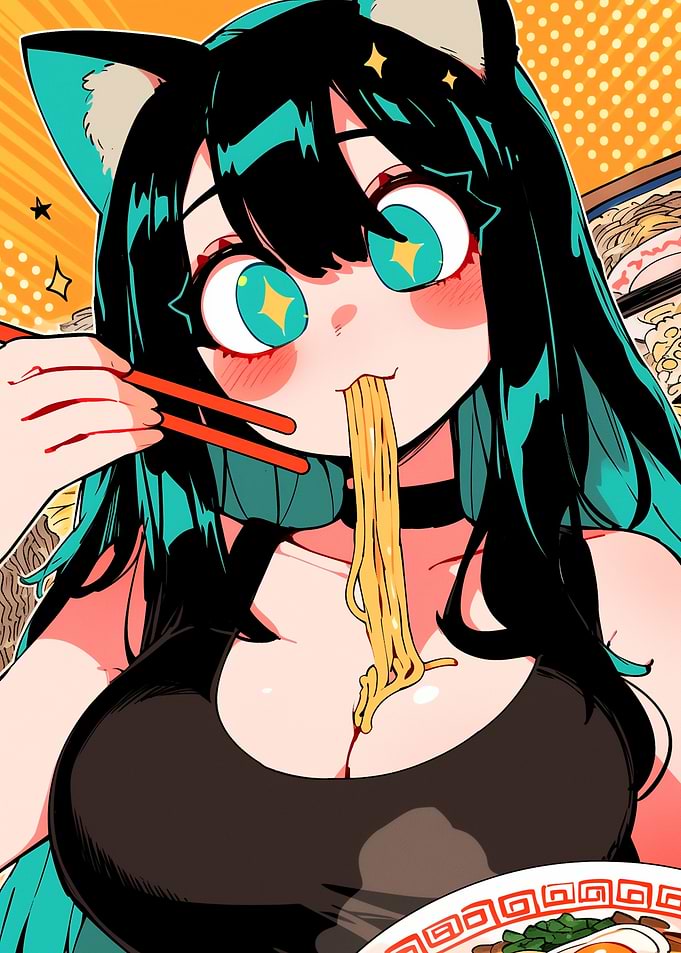 Anime Girl Eating Ramen