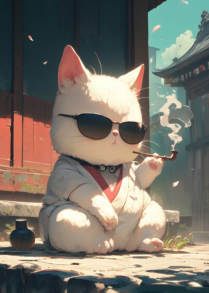 Cool Cat in Kimono