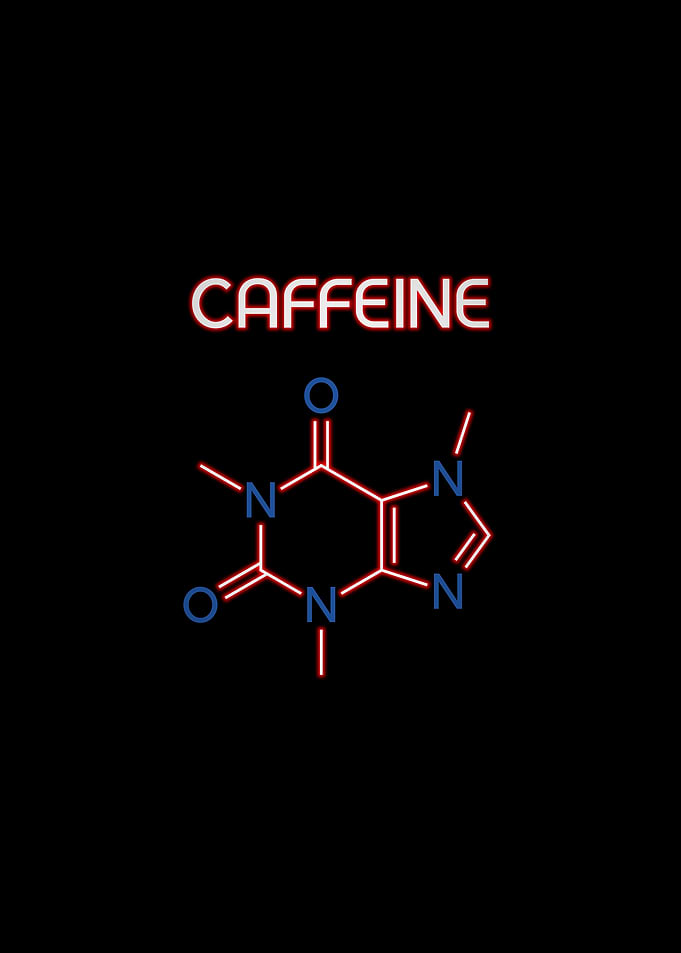 Caffeine Molecule Black