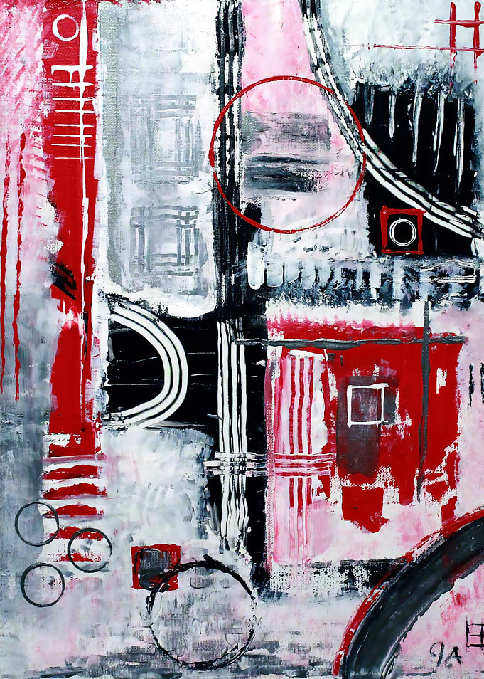 Abstract Red and Black Painting - The Tech Is In My Blood