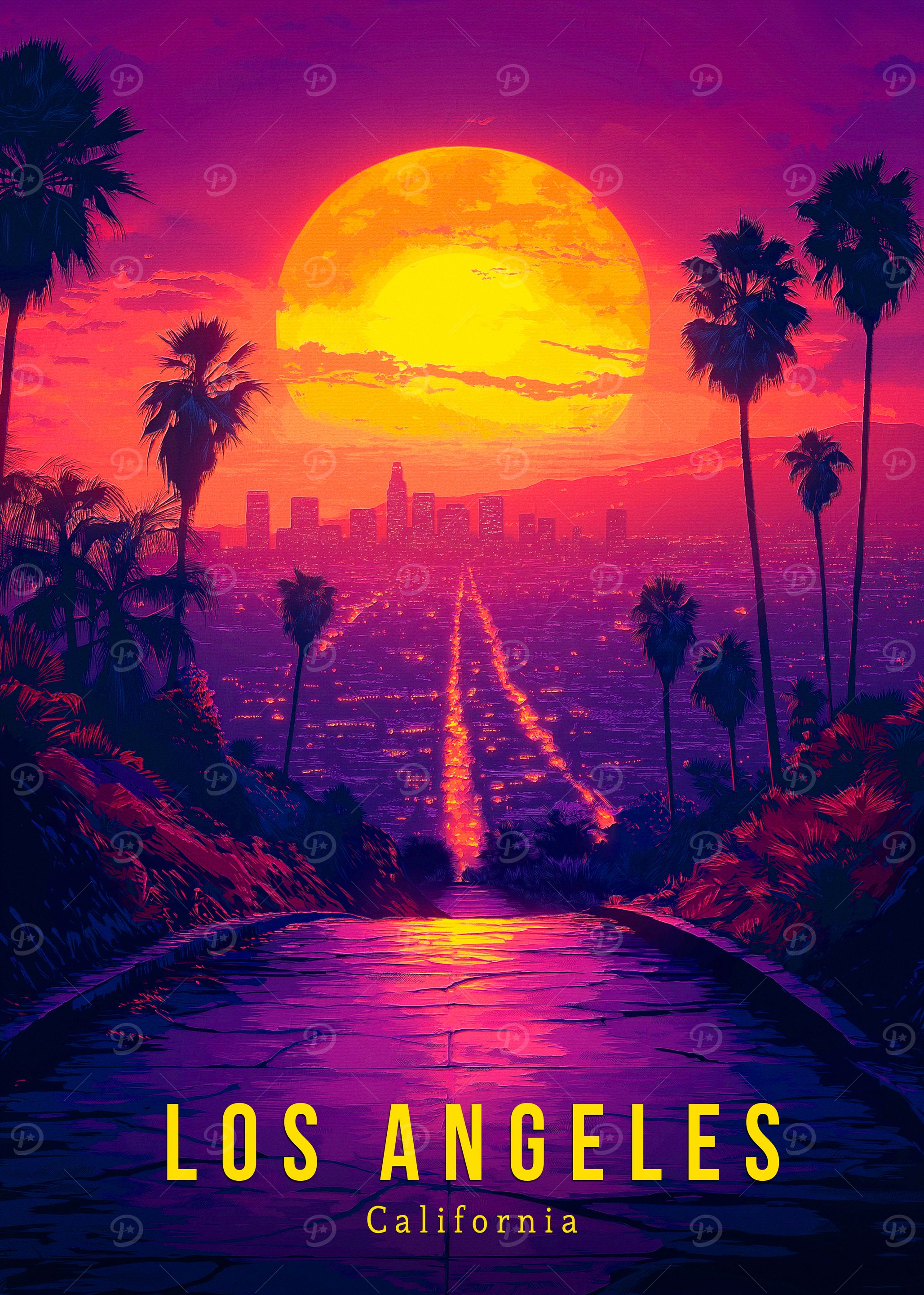 Los Angeles Retro Travel Poster
