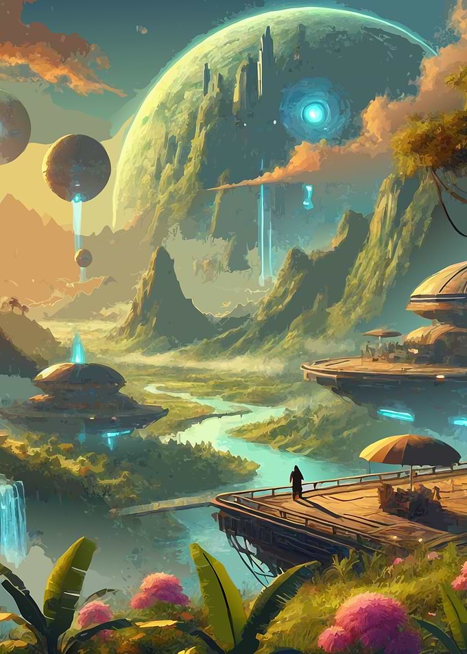 Floating City Sci-Fi Planet