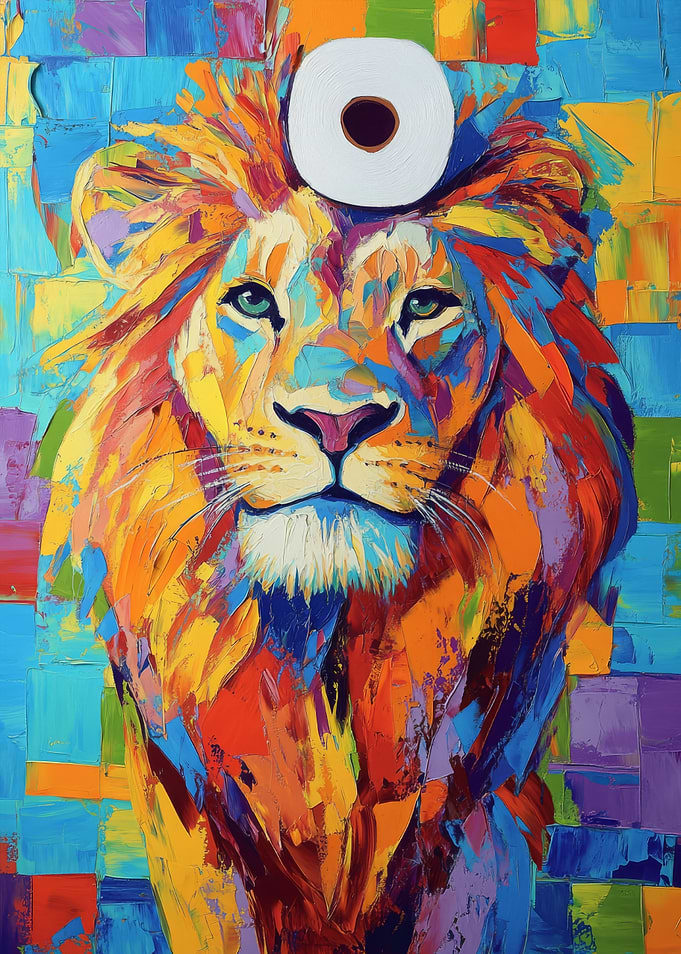 Lion with Toilet Paper Crown