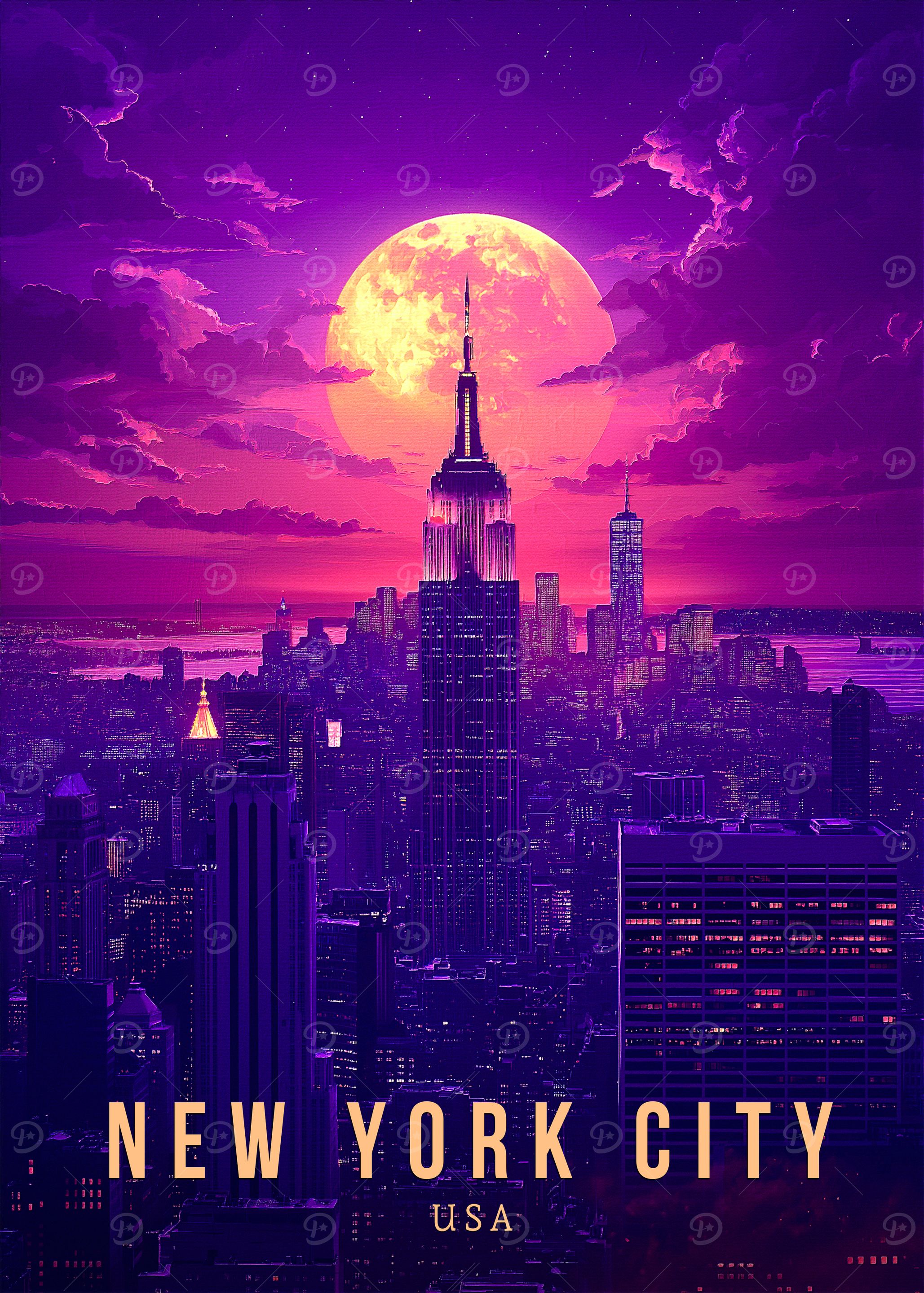 New York City Retro Travel Poster