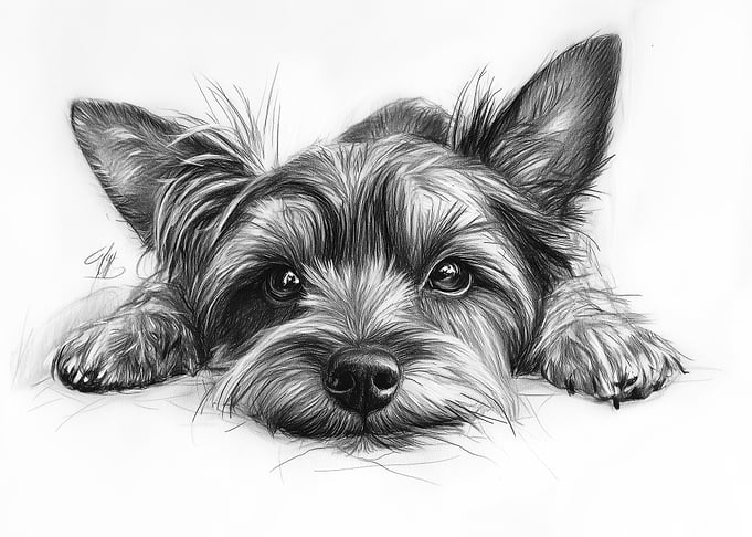 Yorkshire Terrier Pencil Drawing