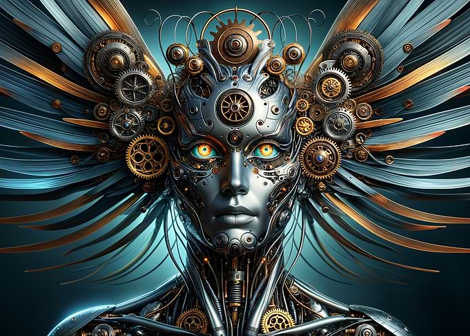 Futuristic Humanoid Design with Metal and Natural