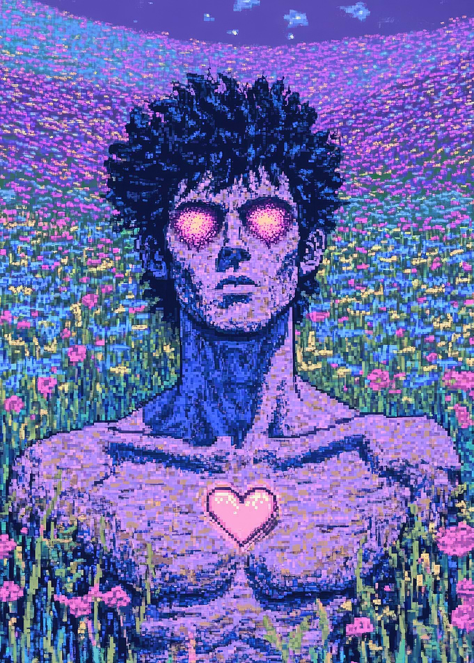 Pixelated Man with Heart