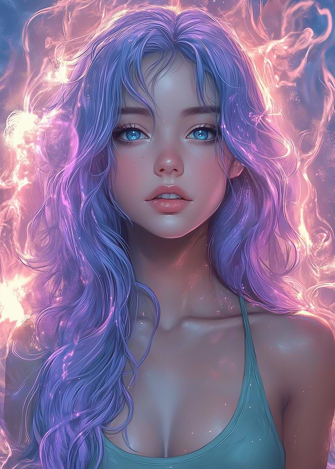 Purple Hair, Blue Eyes