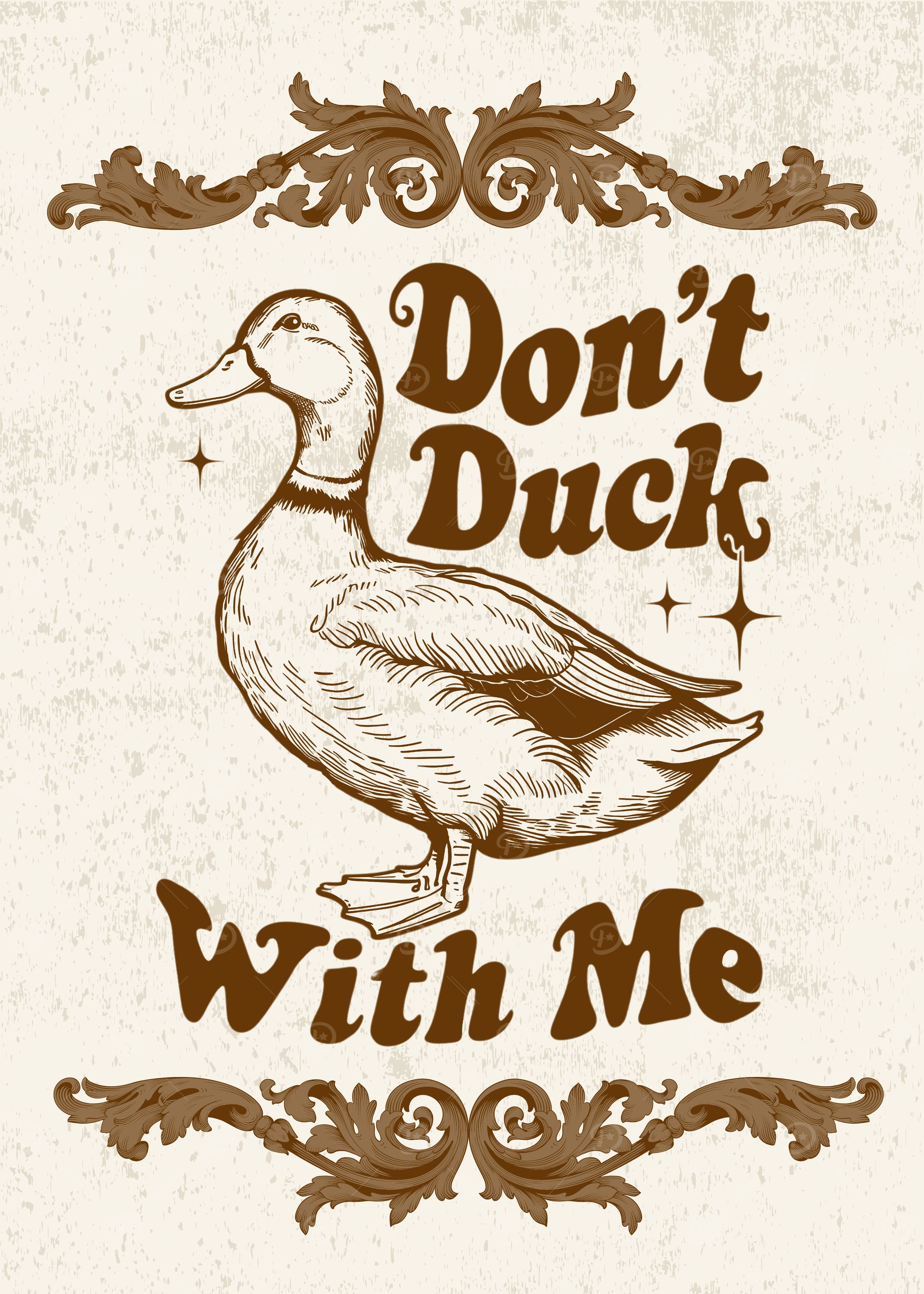 Vintage Duck Illustration Animal Pun