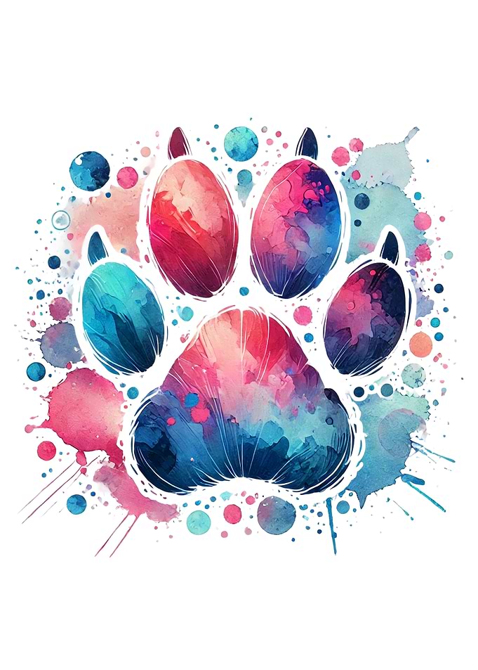 pink, blue colorful abstract watercolor cat pet animal paw print kitten lovers cute design cool graphic