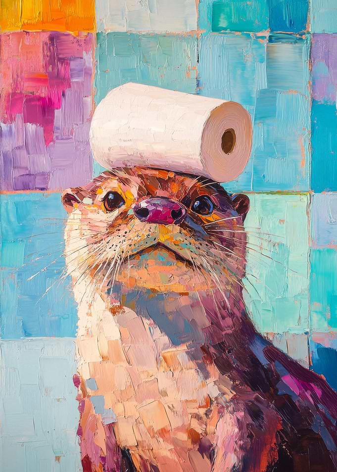 Otter with Toilet Paper