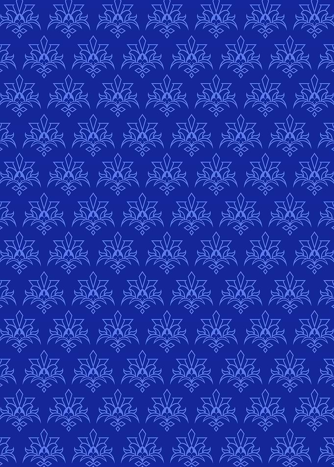 Batik Riau Blue Damask Pattern