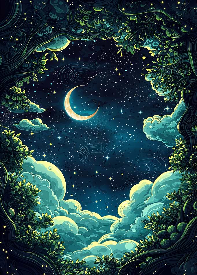 Night Sky Through Trees