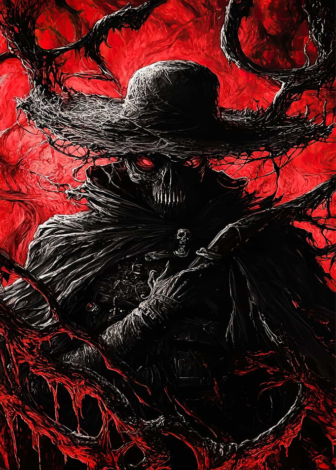 Dark Figure with Red Background
