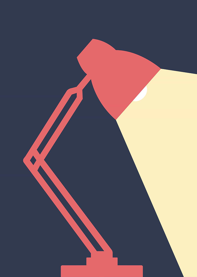 Red Desk Lamp Minimalist Art
