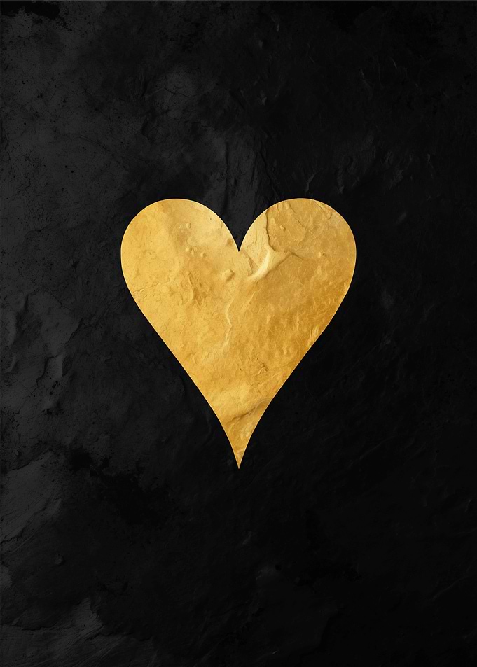 Gold Heart on Black