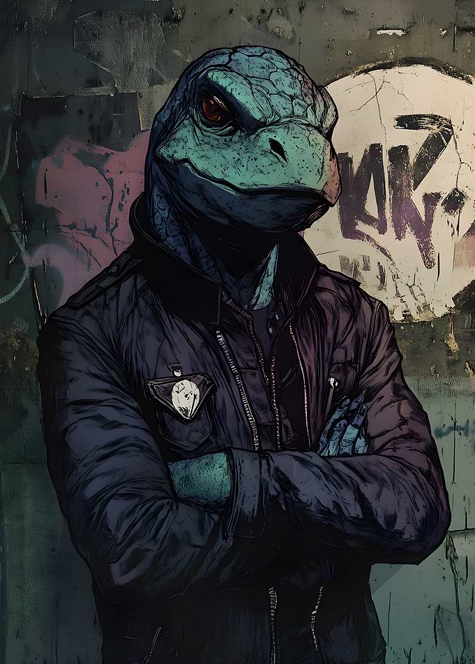 Animal A man with Dolphin like features depicted Poster Art