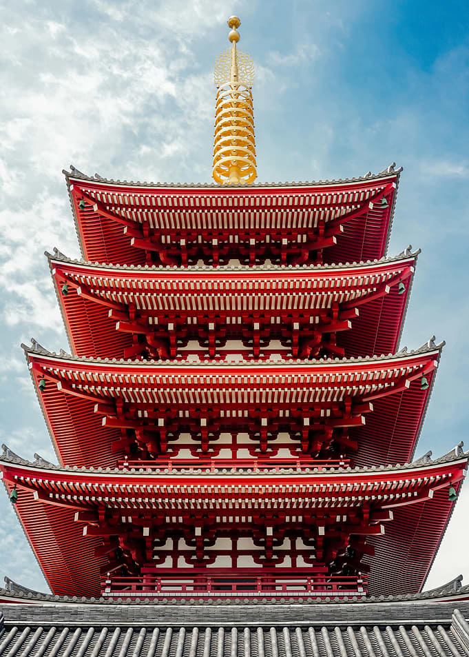 Red Pagoda with Golden Top