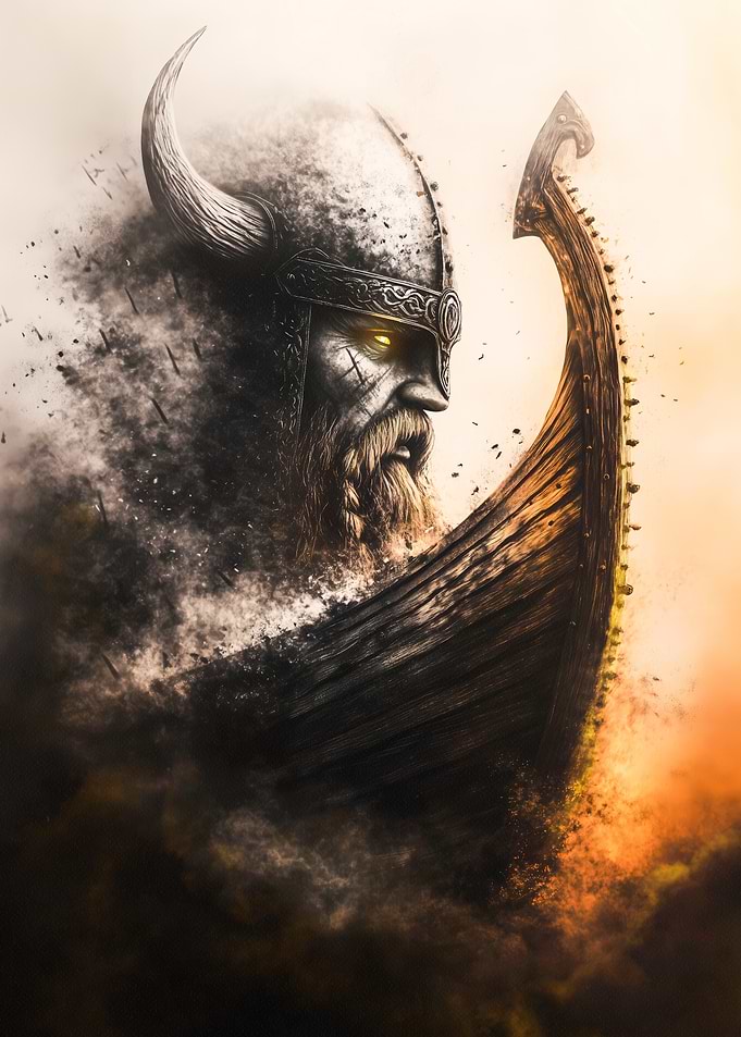 Viking Warrior and Ship