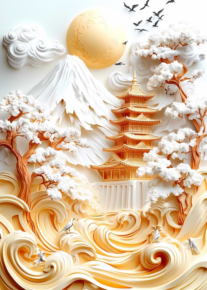 Papercraft Japanese Landscape