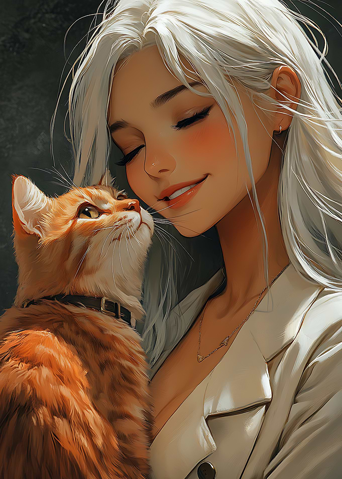 Serene Bond with Orange Cat