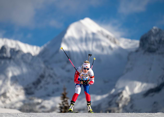An athlete from the Czech Republic team at the Biathlon World Cup in Grand Bornand 2024