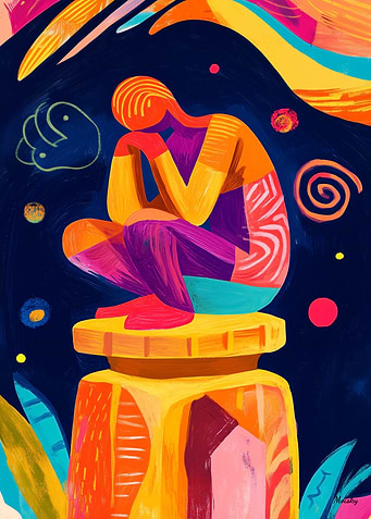 Vivid Fauvist Vision of The Thinker