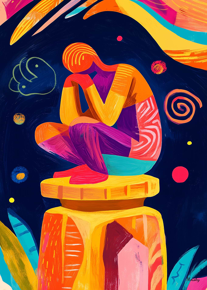 Vivid Fauvist Vision of The Thinker