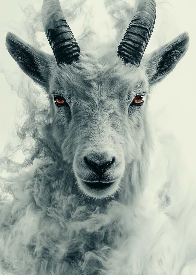 Mystical Goat with Horns