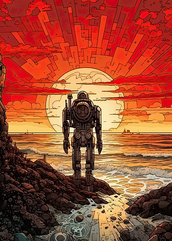 Robot at Sunset