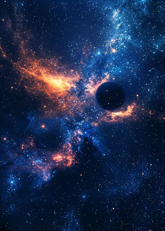 Cosmic Nebula with Planet