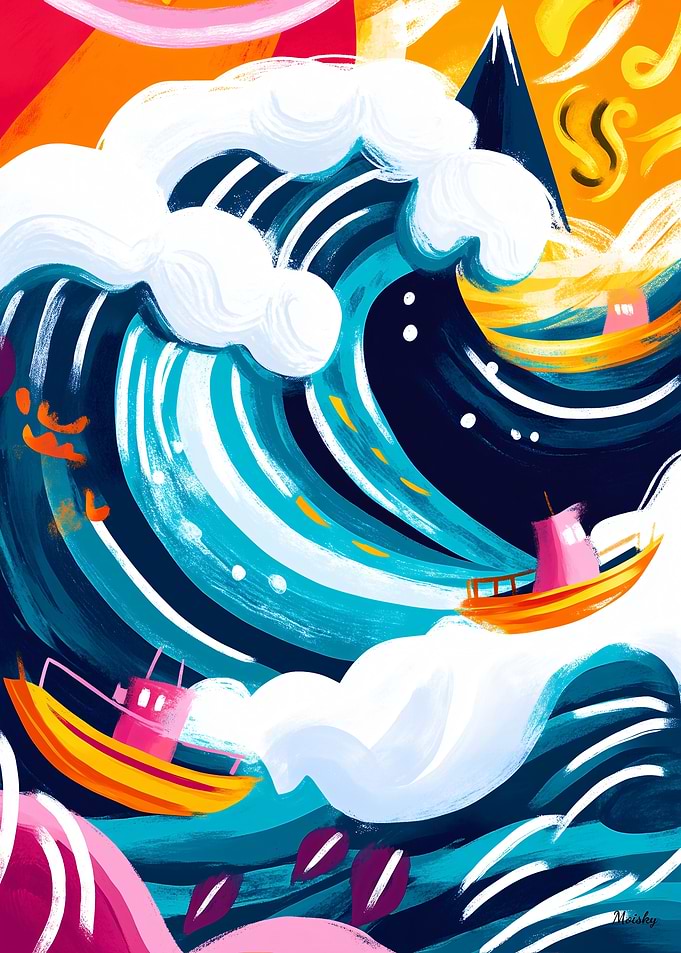Vivid Fauvist Vision of The Great Wave of Kanagawa