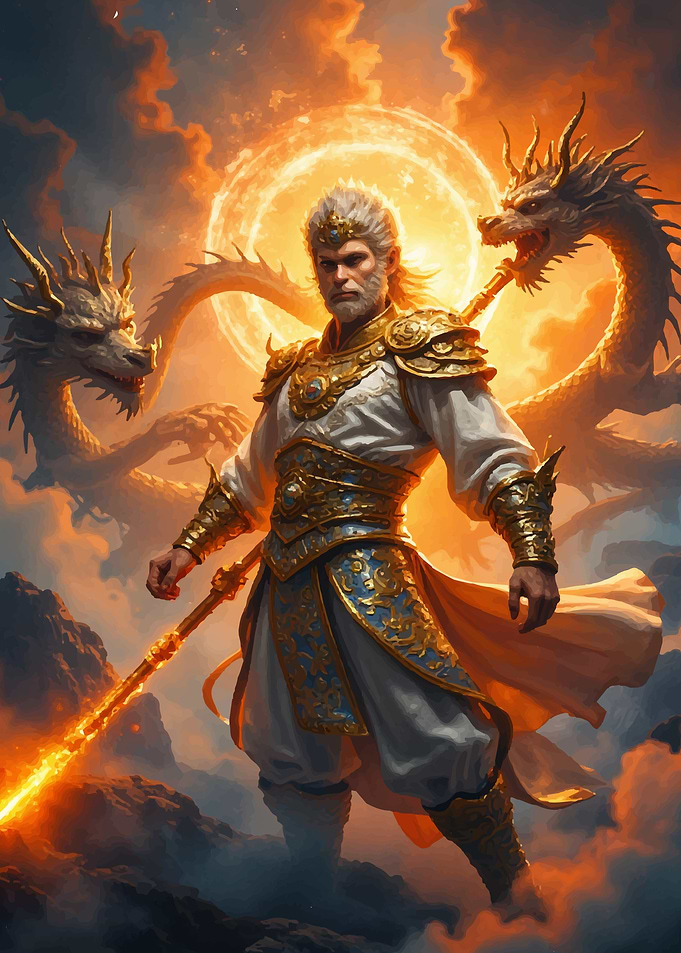 Monkey King with Dragons