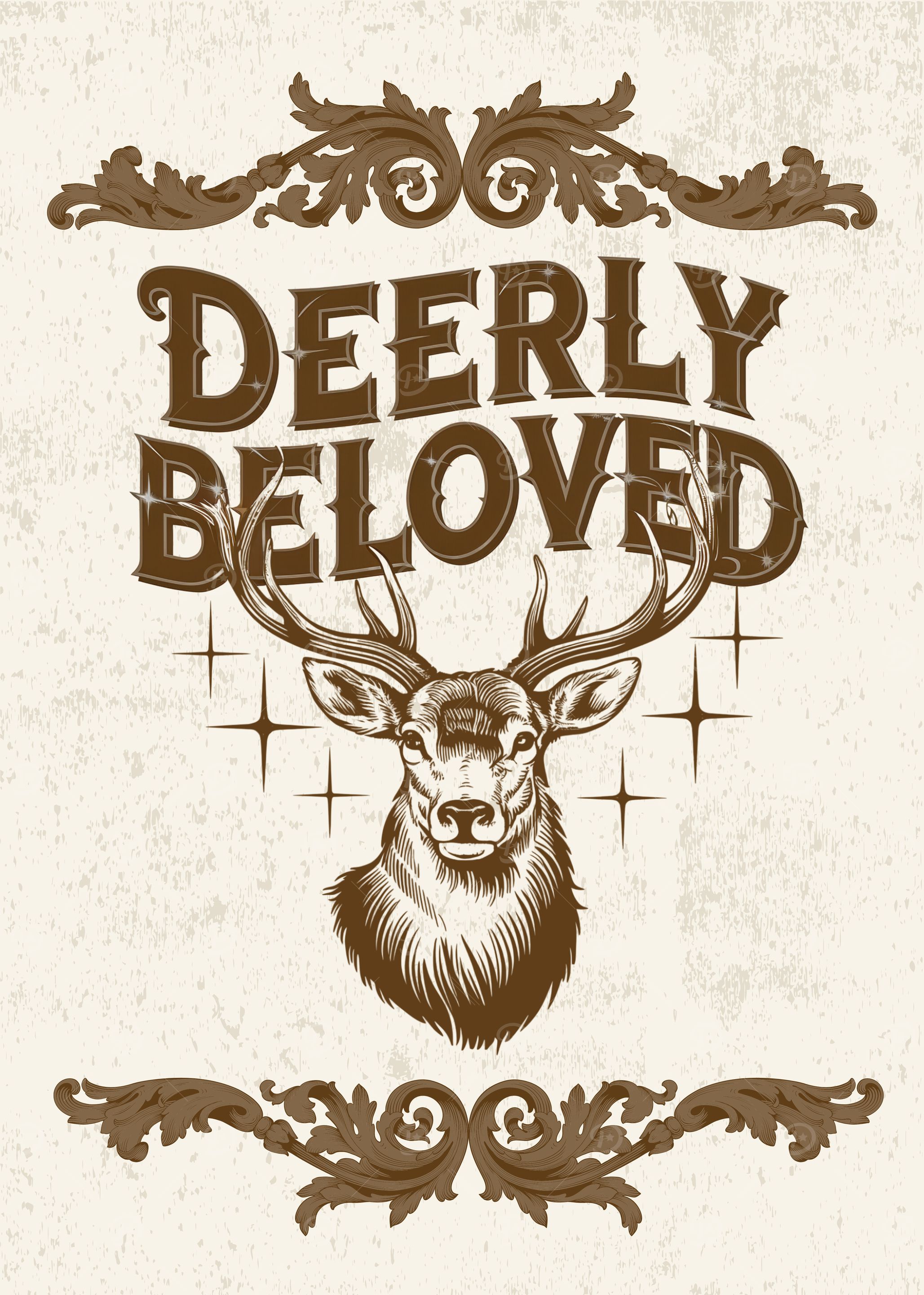 Deer Pun Vintage Style Illustration Print