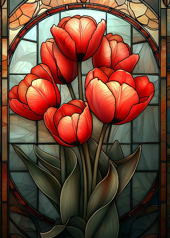Stained Glass Tulips