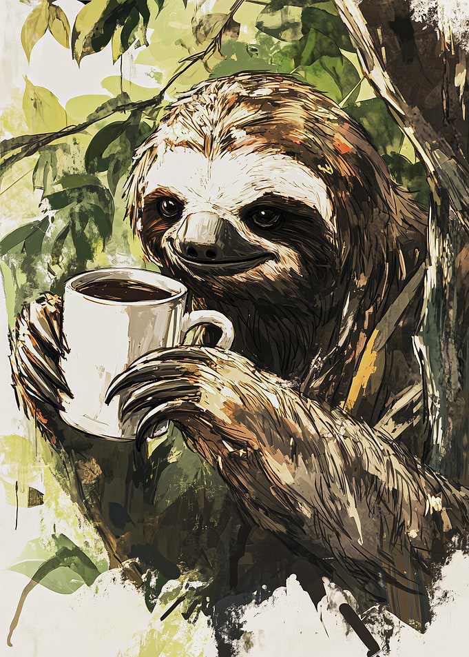 Sloth with Coffee