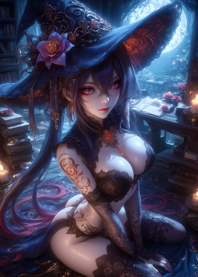 Anime Witch in Blue Hat
