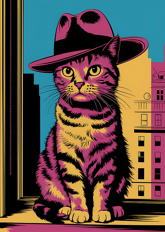 Cat in Fedora Pop Art