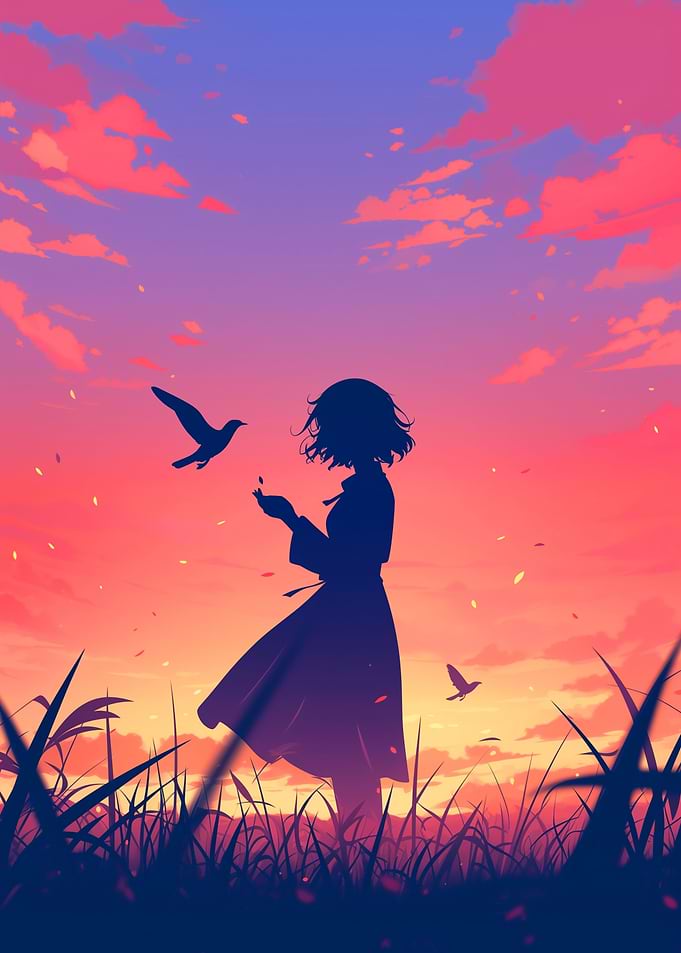 Silhouette Girl Sunset